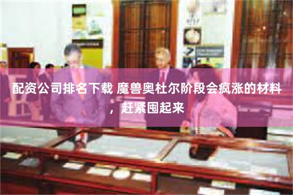 配资公司排名下载 魔兽奥杜尔阶段会疯涨的材料，赶紧囤起来